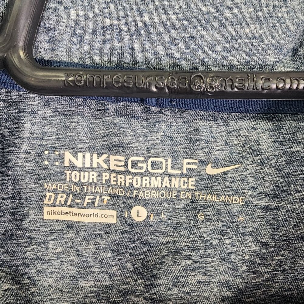 Mens Nike Gray Golf Tour Performance Polo Shirt Short Sleeve Reflective Stripe L - Picture 2 of 7